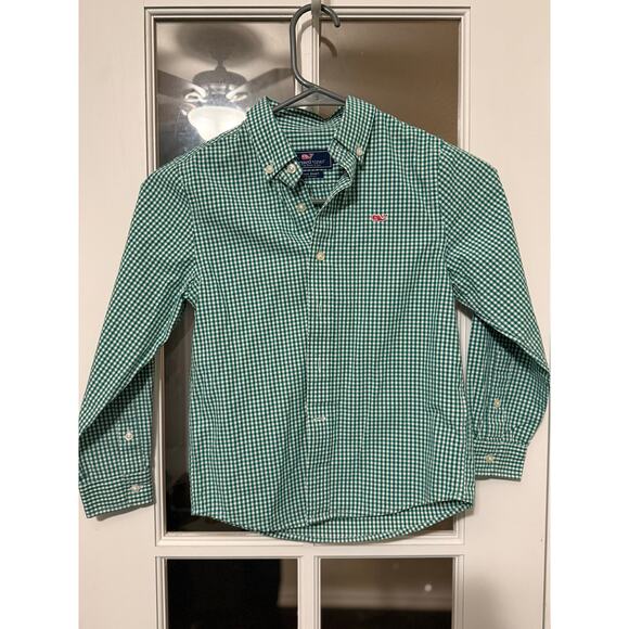 Vineyard Vines Green Gingham Boys long sleeve button down shirt Size 6 - Picture 1 of 6